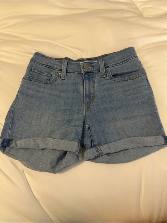 Levi's Pants - Levi's Light Blue Rolled Hem Denim Shorts Mid-Length STRETCHY